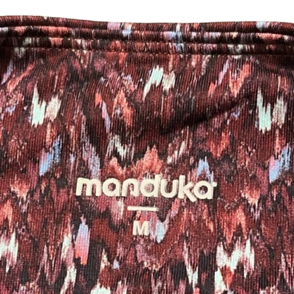 Manduka NWOT Women's Yoga Legging Essential Capri in Adaptation Print Burgundy M - Picture 8 of 14